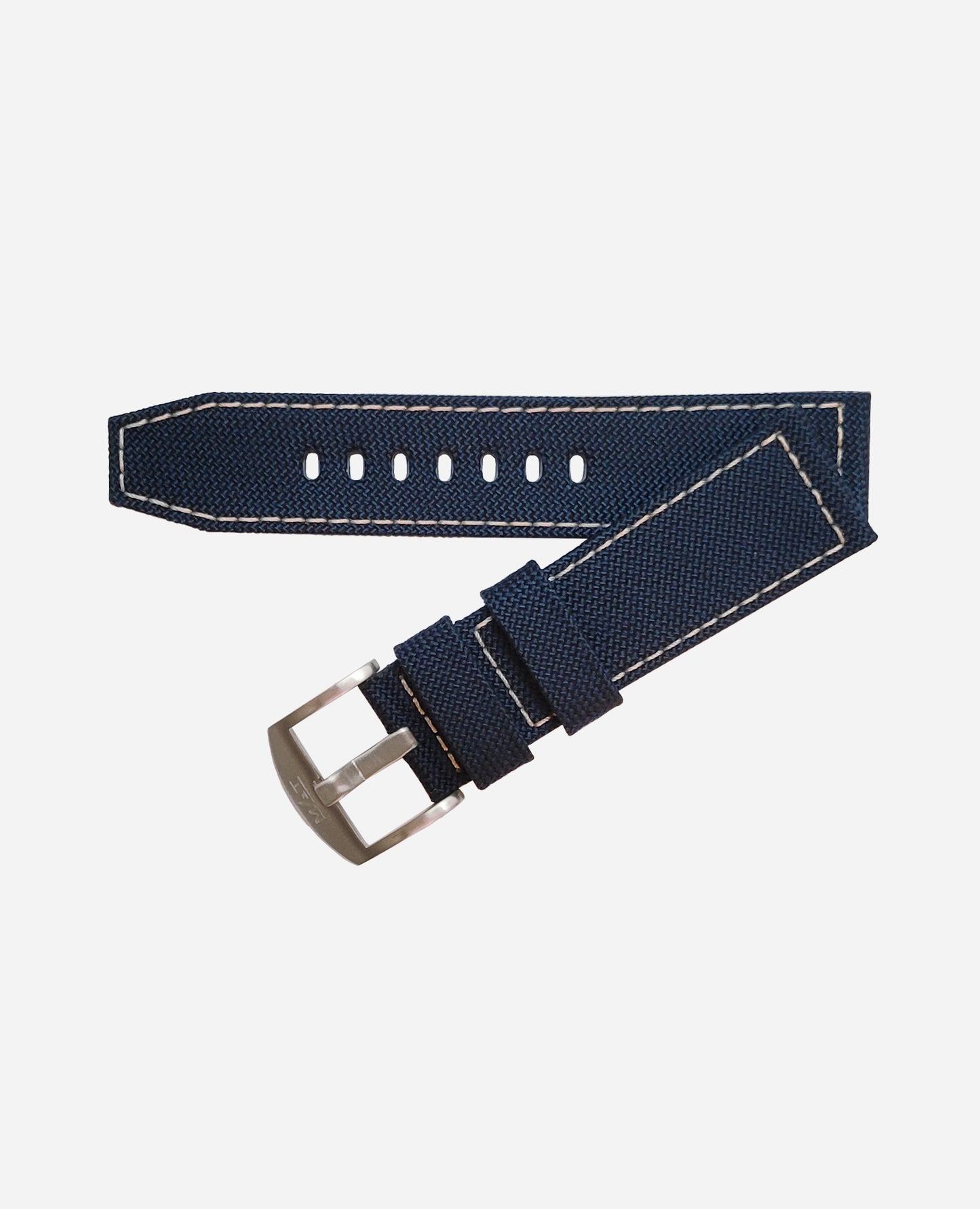 24x22 mm blue canvas white stitching strap - Tang buckle