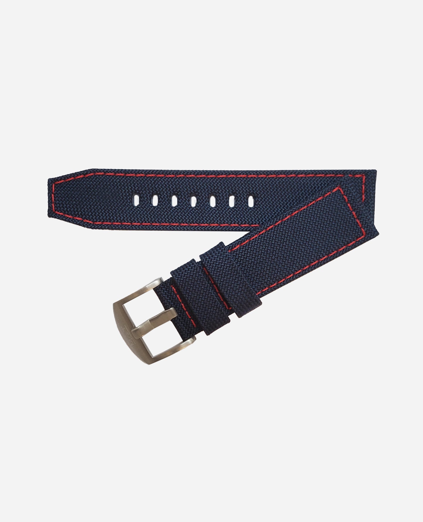 24x22 mm blue canvas red stitching strap - Tang buckle