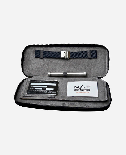 MAT watches case - Black Recycled Leather